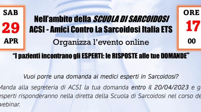 29 Aprile 2023 – Scuola Di Sarcoidosi: Le Domande Dei Pazienti Agli Specialisti