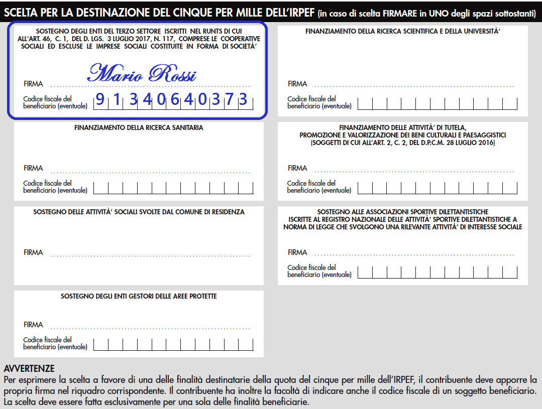 CU 2026 per il 5x1000